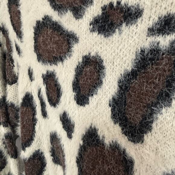 Umgee Long Open Front Cream and Brown Animal Leopard Print Cardigan - Picture 6 of 6
